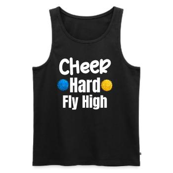 Cheer Hard Fly High Drôle Flyer Football Backspot - Débardeur bio Premium Homme - noir - Devant - AI Model Male 178 light (178cm)