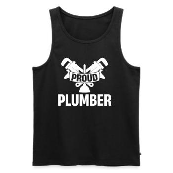 Proud plumber, funny pipefitter, - Men's Premium Organic Tank Top - black - Front - AI Model Male 178 light (178cm)