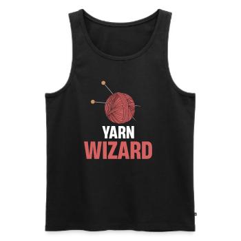 Yarn Wizard Knitting Crochet Knitting Clothcraft - Men's Premium Organic Tank Top - black - Front - AI Model Male 178 light (178cm)