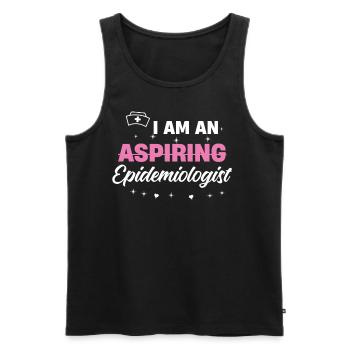I'm an aspiring epidemiologist at - Men's Premium Organic Tank Top - black - Front - AI Model Male 178 light (178cm)
