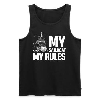 Mein Segelboot, Meine Regeln, Segeln, Ponton, - Männer Premium Bio Tank Top - Schwarz - Vorne - Michal (187cm)