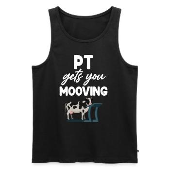 pt makes you mooving funnier - Men's Premium Organic Tank Top - black - Front - AI Model Male 178 light (178cm)