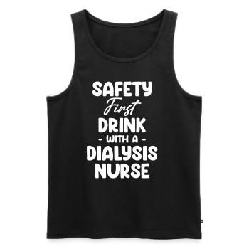 Safety First Drink Mit Einer Dialyseschwester - Männer Premium Bio Tank Top - Schwarz - Vorne - AI Model Male 178 light (178cm)