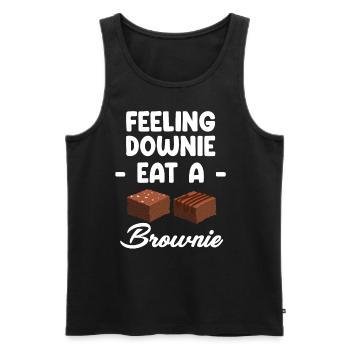 Feeling Downie mange un biscuit Brownies - Débardeur bio Premium Homme - noir - Devant - AI Model Male 178 light (178cm)