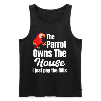 The parrot owns the house Parakeet Cockatoo - Men's Premium Organic Tank Top - black - Front - AI Model Male 178 light (178cm)