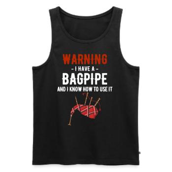 Warning: I have bagpipes and I know how to - Men's Premium Organic Tank Top - black - Front - AI Model Male 178 light (178cm)