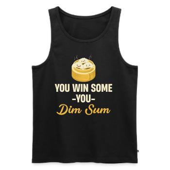 Vous gagnez un peu vous dimsum Hong Kong Siomai - Débardeur bio Premium Homme - noir - Devant - AI Model Male 178 light (178cm)