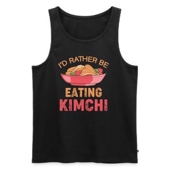 I prefer to eat kimchi, Korean cuisine, bibimbap - Men's Premium Organic Tank Top - black - Front - AI Model Male 178 light (178cm)