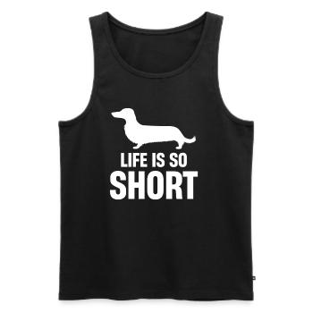 La vie est courte Drôle Teckel Amant Chien - Débardeur bio Premium Homme - noir - Devant - AI Model Male 178 light (178cm)