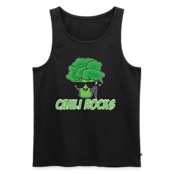 Cauli Rocks Blumenkohl Vegane Gesunde - Männer Premium Bio Tank Top - Schwarz - Vorne - AI Model Male 178 light (178cm)