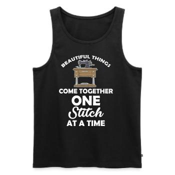 Beautiful things come together stitch by stitch. - Men's Premium Organic Tank Top - black - Front - AI Model Male 178 light (178cm)