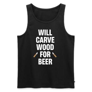 Will Carve Wood for Beer Carver Craftsman - Men's Premium Organic Tank Top - black - Front - Michal (187cm)