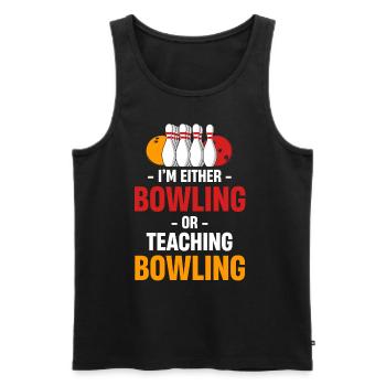 Soit je joue au bowling, soit j’enseigne - Débardeur bio Premium Homme - noir - Devant - AI Model Male 178 light (178cm)