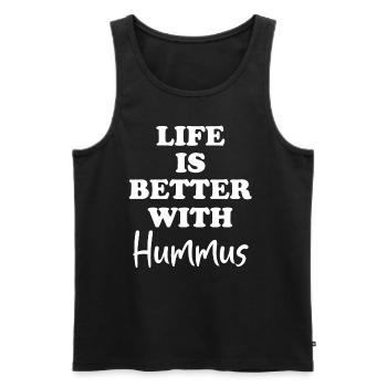 Das Leben Ist Besser Mit Hummus Falafel Jüdischer - Männer Premium Bio Tank Top - Schwarz - Vorne - AI Model Male 178 light (178cm)