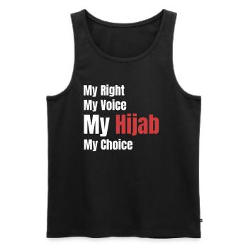 Mein Recht, Meine Stimme, Mein Hijab, Meine Wahl, - Männer Premium Bio Tank Top - Schwarz - Vorne - AI Model Male 178 light (178cm)