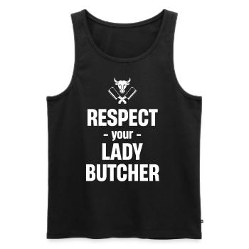 Respectez votre machine d’abattage de boucher - Débardeur bio Premium Homme - noir - Devant - AI Model Male 178 light (178cm)