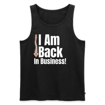 I'm back in business! Funny - Men's Premium Organic Tank Top - black - Front - Michal (187cm)