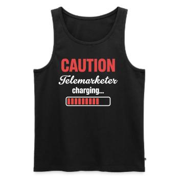 Attention teleseller fees - Men's Premium Organic Tank Top - black - Front - AI Model Male 178 light (178cm)