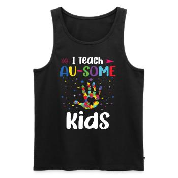 J’enseigne à des enfants, des éducateurs spécialisés, - Débardeur bio Premium Homme - noir - Devant - AI Model Male 178 light (178cm)