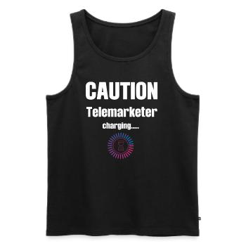 Attention teleseller fees - Men's Premium Organic Tank Top - black - Front - AI Model Male 178 light (178cm)
