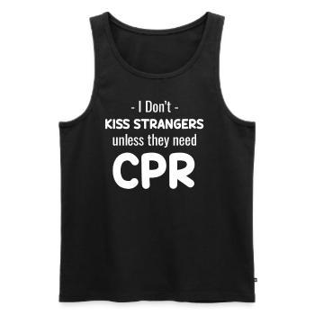 I don't kiss strangers unless they're - Men's Premium Organic Tank Top - black - Front - AI Model Male 178 light (178cm)