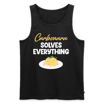 Carbonara Connaisseur Italiano Macaroni au fromage - Débardeur bio Premium Homme - noir - Devant - Michal (187cm)