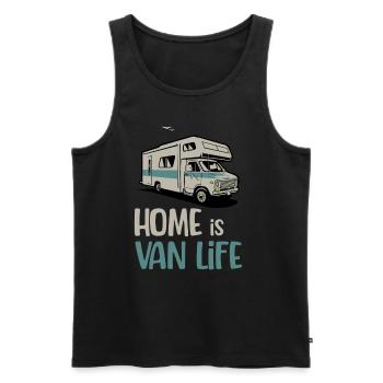 Home is Vanlife Traveling RV - Men's Premium Organic Tank Top - black - Front - AI Model Male 178 light (178cm)