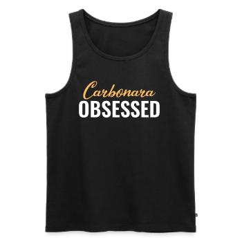 Carbonara Connaisseur Italiano Macaroni au fromage - Débardeur bio Premium Homme - noir - Devant - Michal (187cm)
