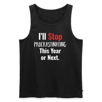 I'll stop procrastinating tomorrow - Men's Premium Organic Tank Top - black - Front - AI Model Male 178 light (178cm)