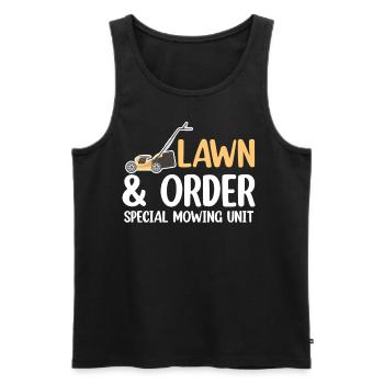 Lawn & Order Special Mowing Unit Funny - Men's Premium Organic Tank Top - black - Front - Michal (187cm)