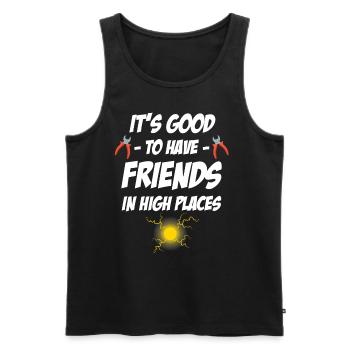 It's good to have friends in high positions. - Men's Premium Organic Tank Top - black - Front - AI Model Male 178 light (178cm)