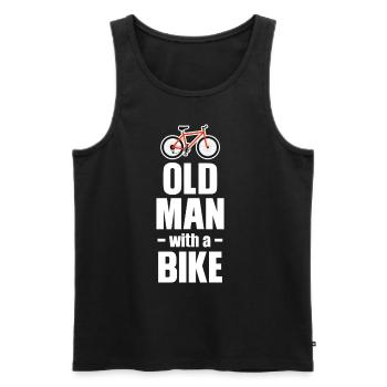 Old man with a bicycle cycling grandpa - Men's Premium Organic Tank Top - black - Front - AI Model Male 178 light (178cm)