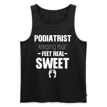 Podiatrist keeps you on her toes, pedicure, beautician - Men's Premium Organic Tank Top - black - Front - AI Model Male 178 light (178cm)