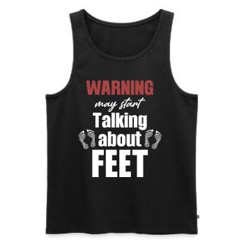 Warning may start talking about feet - Men's Premium Organic Tank Top - black - Front - AI Model Male 178 light (178cm)