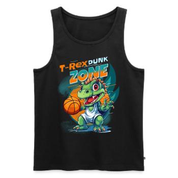 Basket-ball Dinosaure T-Rex Animal Player Cartoon - Débardeur bio Premium Homme - noir - Devant - Michal (187cm)