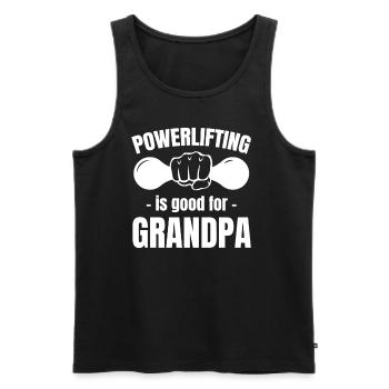 La dynamophilie est bonne pour les muscles de musculation de grand-père - Débardeur bio Premium Homme - noir - Devant - AI Model Male 178 light (178cm)