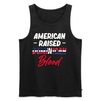 Amerikanisch Aufgezogen Dominikanisches Blut - Männer Premium Bio Tank Top - Schwarz - Vorne - AI Model Male 178 light (178cm)