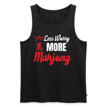 Moins de soucis : plus de jeux de Mahjong, - Débardeur bio Premium Homme - noir - Devant - AI Model Male 178 light (178cm)