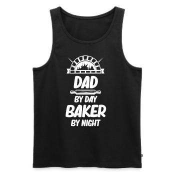 Papa pendant la journée boulanger la nuit drôle - Débardeur bio Premium Homme - noir - Devant - Michal (187cm)