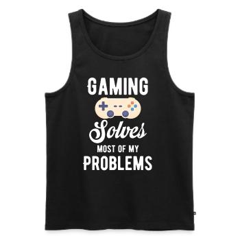 Gaming solves most of my problems. Jollier - Men's Premium Organic Tank Top - black - Front - AI Model Male 178 light (178cm)