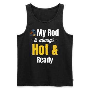 My staff is always hot and ready. Jollier - Men's Premium Organic Tank Top - black - Front - AI Model Male 178 light (178cm)
