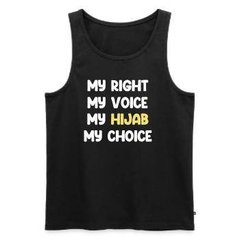 Mein Recht, Meine Stimme, Mein Hijab, Meine Wahl, - Männer Premium Bio Tank Top - Schwarz - Vorne - AI Model Male 178 light (178cm)