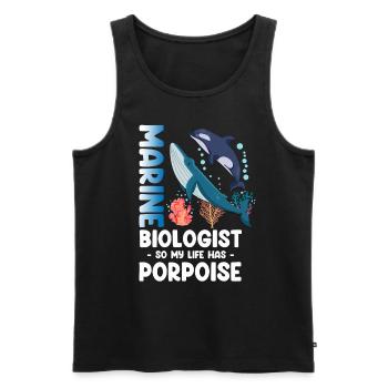 Marine Biologist So My Life Has Porpoise Fish - Men's Premium Organic Tank Top - black - Front - AI Model Male 178 light (178cm)