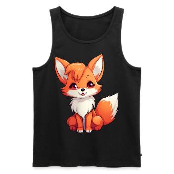 Lustiger Kawaii-Fuchs zum Liebhaber von Anime und Manga - Männer Premium Bio Tank Top - Schwarz - Vorne - AI Model Male 178 light (178cm)