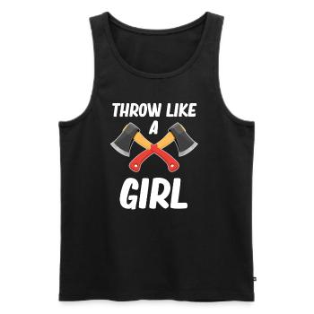 Werfen Wie Ein Mädchen Axt Werfen Kettensäge - Männer Premium Bio Tank Top - Schwarz - Vorne - Michal (187cm)