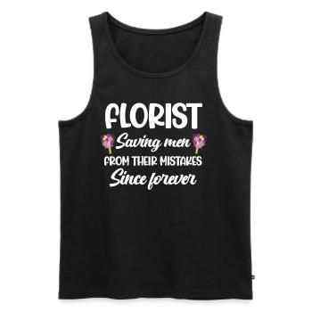 Les fleuristes sauvent des hommes de leur vie depuis des lustres. - Débardeur bio Premium Homme - noir - Devant - AI Model Male 178 light (178cm)