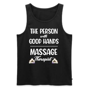 The Person with the Good Hands Massage Therapist - Men's Premium Organic Tank Top - black - Front - Michal (187cm)