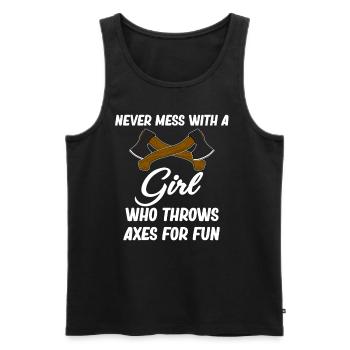 Lege Dich Niemals Mit Einem Mädchen An, Das Zum - Männer Premium Bio Tank Top - Schwarz - Vorne - Michal (187cm)