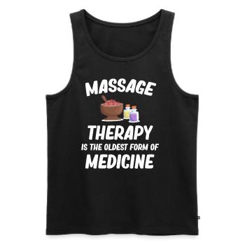 Die Massagetherapie Ist Die Älteste Form Der - Männer Premium Bio Tank Top - Schwarz - Vorne - Michal (187cm)