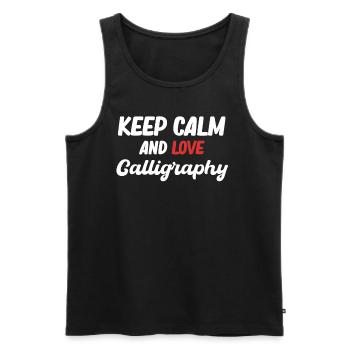 Keep Calm and Love Calligraphy Artisan - Men's Premium Organic Tank Top - black - Front - AI Model Male 178 light (178cm)